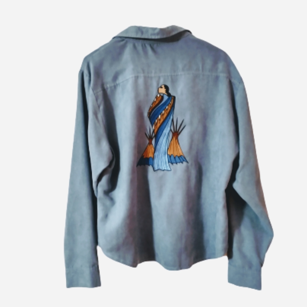 Blue Embroidered Women's Top